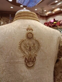 Dulha Sherwani With Turban In Golden Color Model# Men 1737 -LuxPak Bridal Studio Store 1E9BF19B 1540 4EF1 AB04 14550124B07F