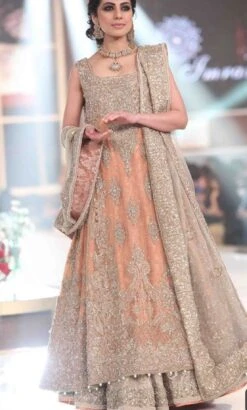 Asian Bridal Lahnga In Beutifull Peach Color Model# B 1795