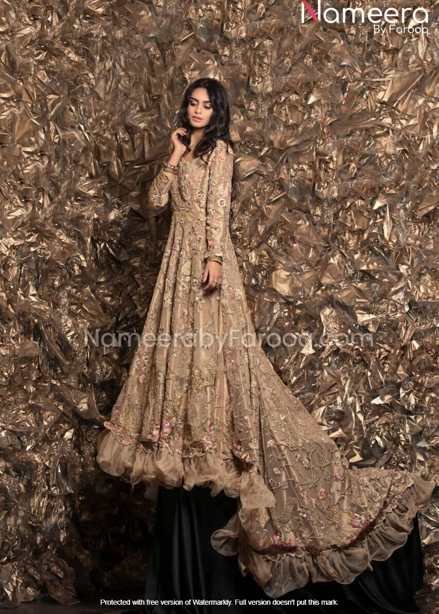 Alluring Golden Pakistani Designer Bridal Dress #BN110 3 Alluring Golden Pakistani Designer Bridal Dress #BN110