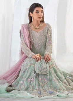 Aqua Blue Heavily Embellished Kalidaar Frock Pakistani Bridal Dress 8 Aqua Blue Heavily Embellished Kalidaar Frock Pakistani Bridal Dress -LuxPak Bridal Studio Store Aqua Blue Embellished Kalidaar Frock Pakistani Bridal Dress
