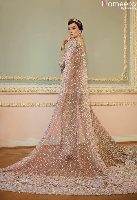 Beautiful Indian Bridal Lehenga Gown In Peach #BN786 4 Beautiful Indian Bridal Lehenga Gown In Peach #BN786 - Image 2