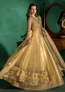 Pakistani Bridal Mehndi Dress In Yellow Pishwas Style 15 Pakistani Bridal Mehndi Dress In Yellow Pishwas Style -LuxPak Bridal Studio Store BridalMehndiDressinYellowPishwasStyle