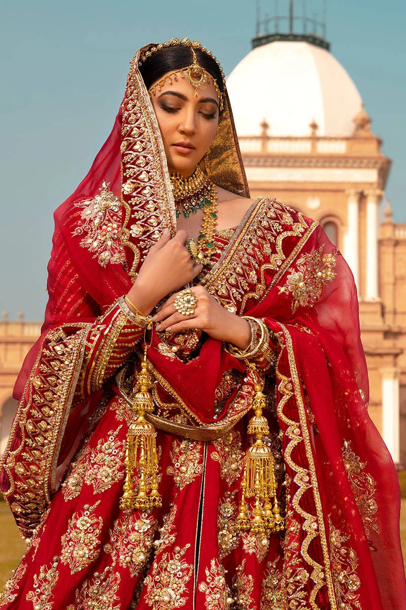 Bridal Pishwas With Gharara Red Pakistani Dress #BS767 9 Bridal Pishwas With Gharara Red Pakistani Dress #BS767 - Image 7