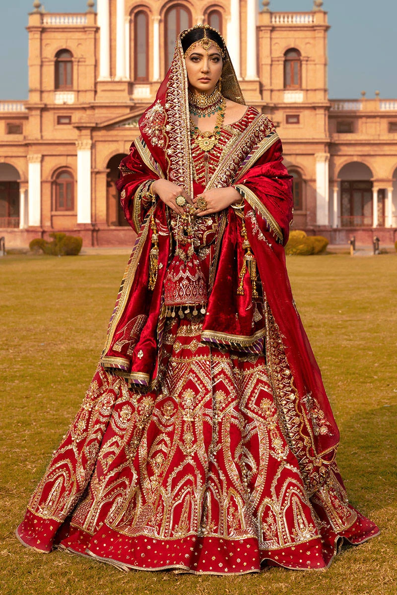 Bridal Pishwas With Gharara Red Pakistani Dress #BS767 3 Bridal Pishwas With Gharara Red Pakistani Dress #BS767