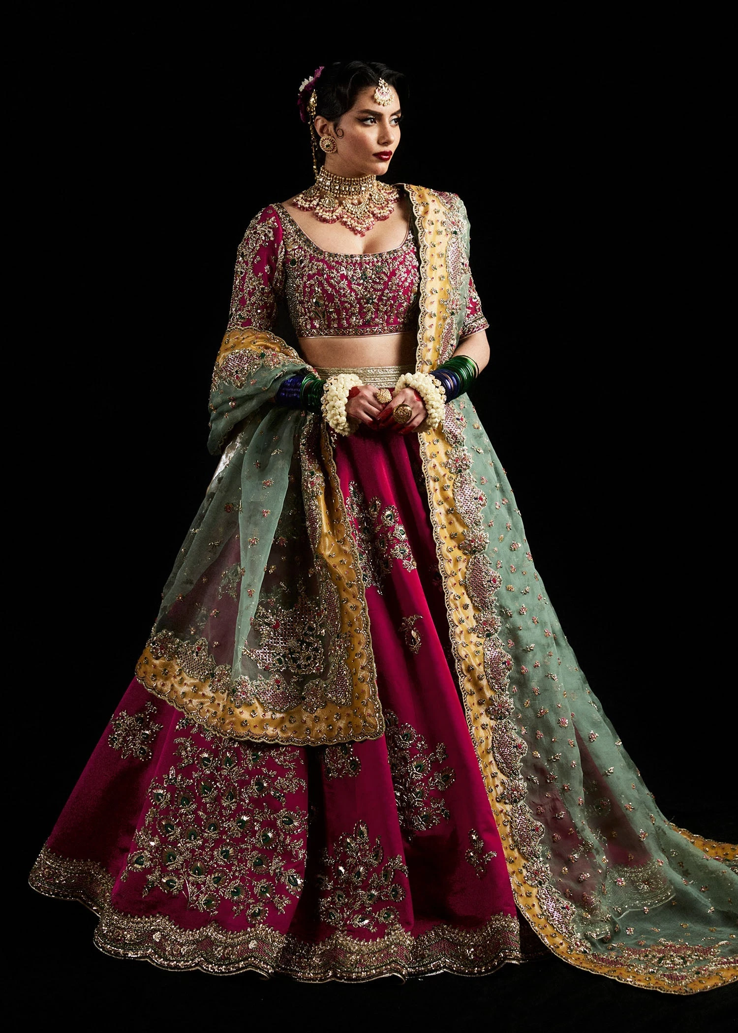 Bridal Wedding Mehndi Dress In Lehenga And Choli Style 4 Bridal Wedding Mehndi Dress In Lehenga And Choli Style - Image 2