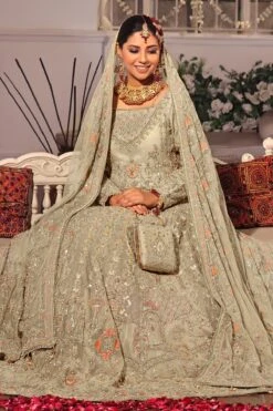 Pakistani Bridal Dress Beige Net Lehenga Choli For Bridal Wear 11 Pakistani Bridal Dress Beige Net Lehenga Choli For Bridal Wear -LuxPak Bridal Studio Store Bridal Dress Beige Net Lehenga Choli for Bridal Wear