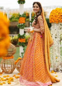 Pakistani Bridal Dress EmbellishedSaffron Lehenga Choli -LuxPak Bridal Studio Store Bridal Dress Embellished Lehenga Choli