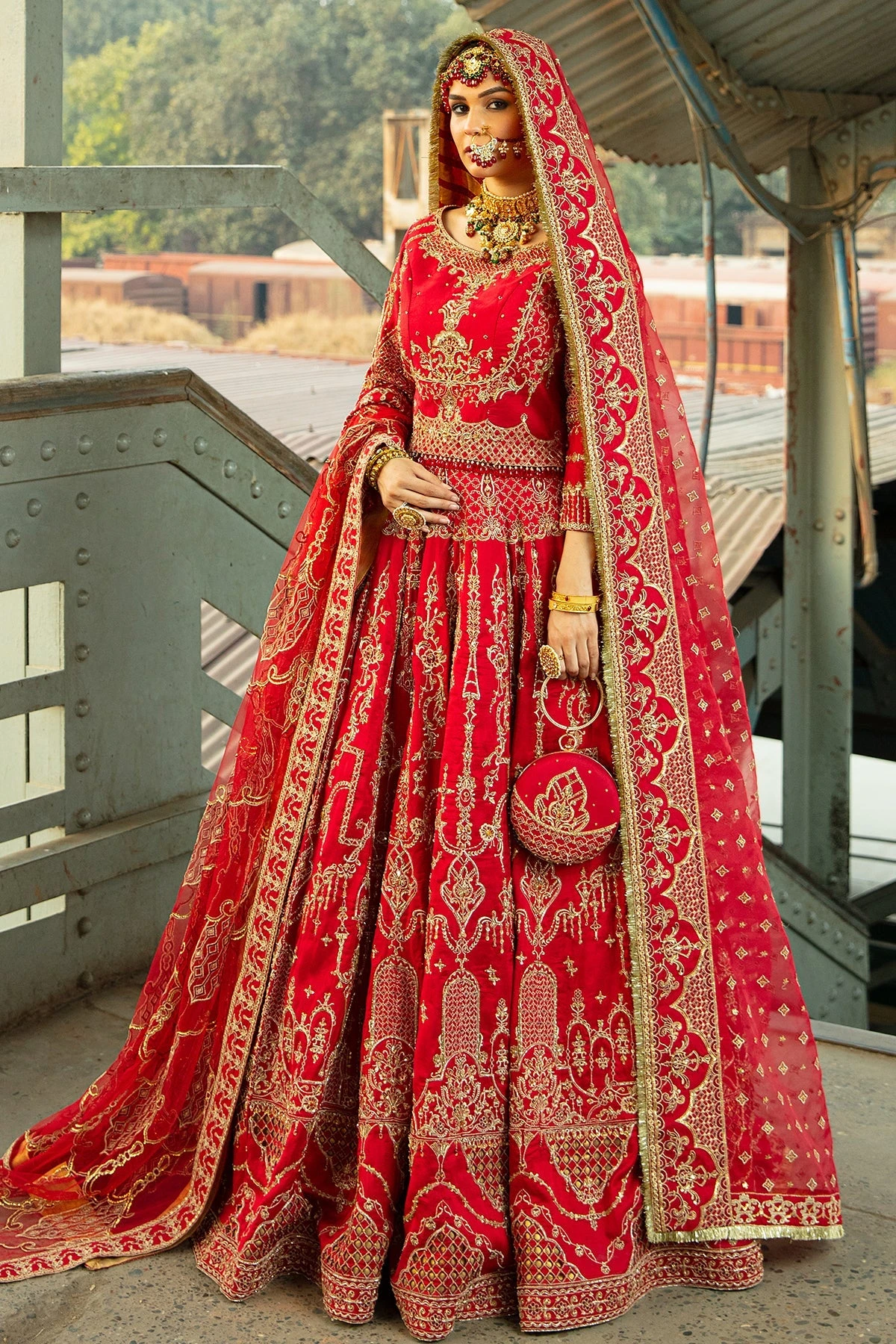 Pakistani Bridal Dress Heavily Embellished Red Lehenga Choli 4 Pakistani Bridal Dress Heavily Embellished Red Lehenga Choli - Image 2