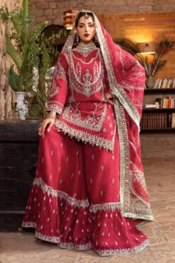 Pakistani Bridal Dress Red Bridal Sharara And Short Shirt 10 Pakistani Bridal Dress Red Bridal Sharara And Short Shirt -LuxPak Bridal Studio Store Bridal Dress Red Bridal Sharara and Short Shirt
