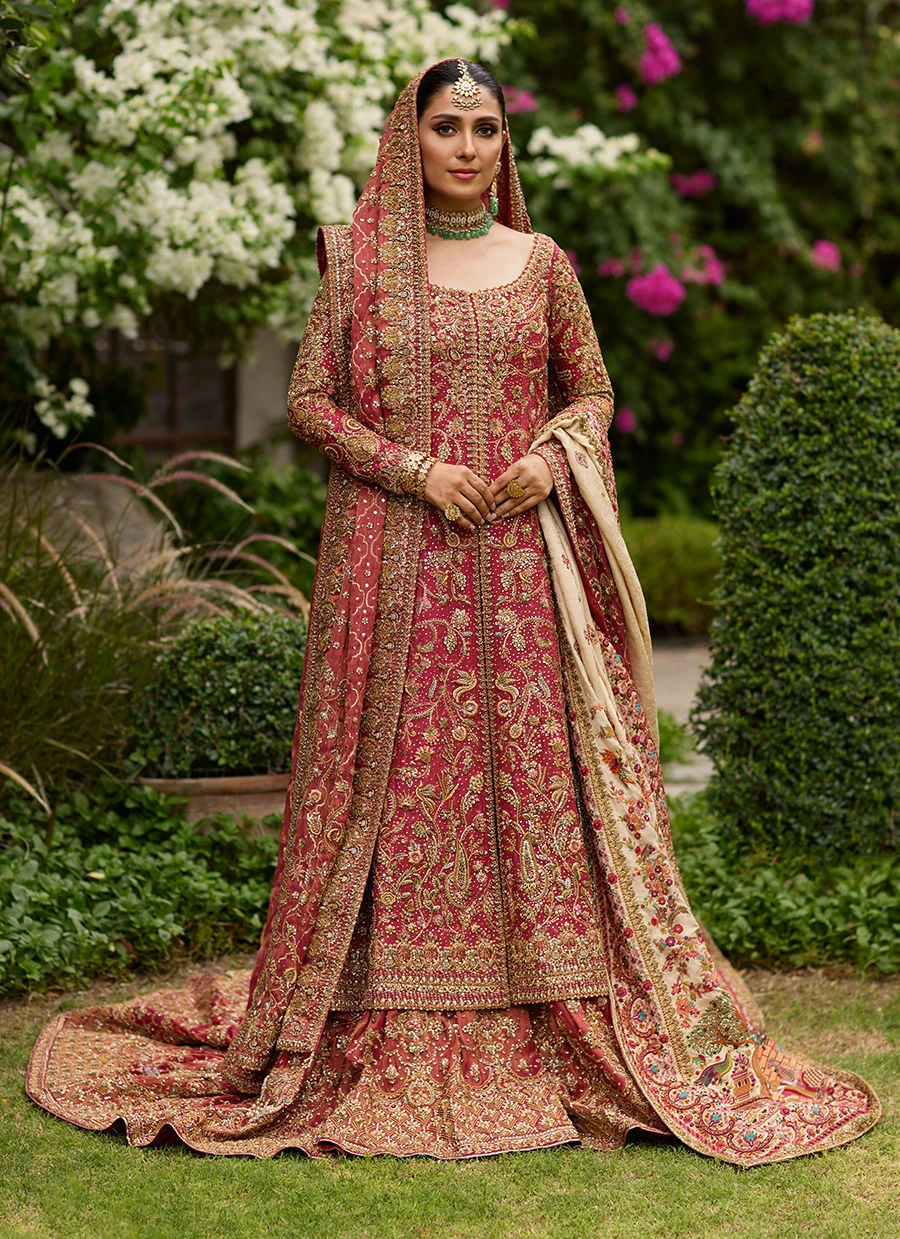 Pakistani Bridal Dress Embellished In Red Farshi Lehenga Style 3 Pakistani Bridal Dress Embellished In Red Farshi Lehenga Style