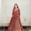 Burgundy Pakistani Bridal Dress In Lehenga Kameez Style -LuxPak Bridal Studio Store Burgundy Pakistani Bridal Dress in Farshi Lehenga Kameez Style