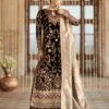 Classic Brown Velvet Pakistani Wedding Dress Kameez With Crushed Sharara 1 Classic Brown Velvet Pakistani Wedding Dress Kameez With Crushed Sharara -LuxPak Bridal Studio Store ClassicBrownVelvetPakistaniWeddingDressKameezwithCrushedSharara