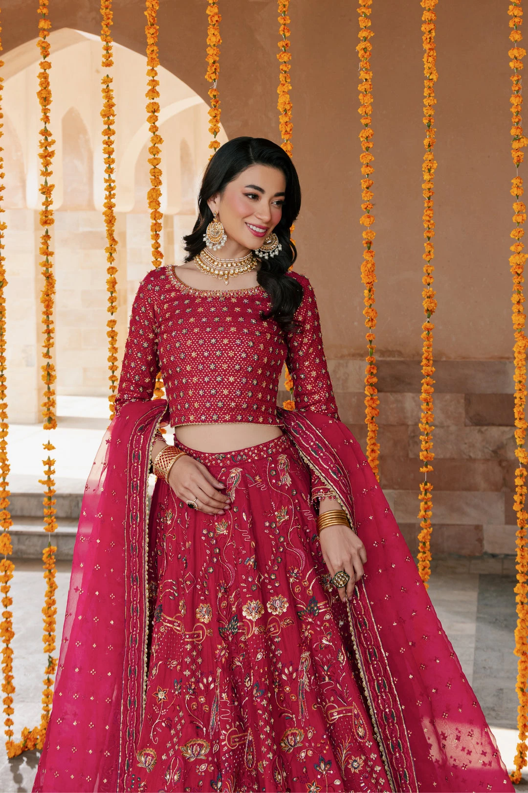 Classic Hot Pink Heavily Embellished Pakistani Wedding Lehenga Choli 6 Classic Hot Pink Heavily Embellished Pakistani Wedding Lehenga Choli - Image 4
