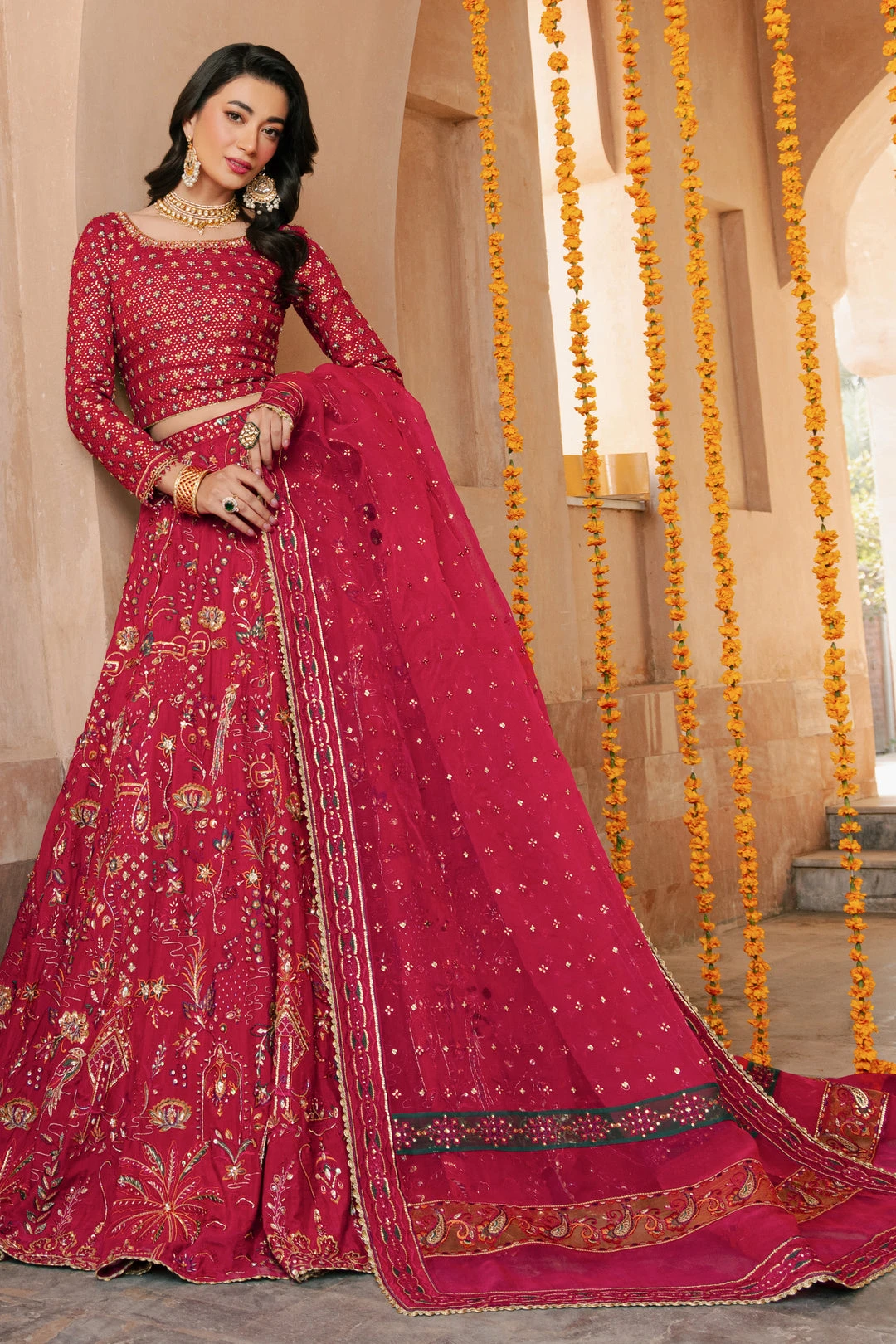 Classic Hot Pink Heavily Embellished Pakistani Wedding Lehenga Choli 3 Classic Hot Pink Heavily Embellished Pakistani Wedding Lehenga Choli