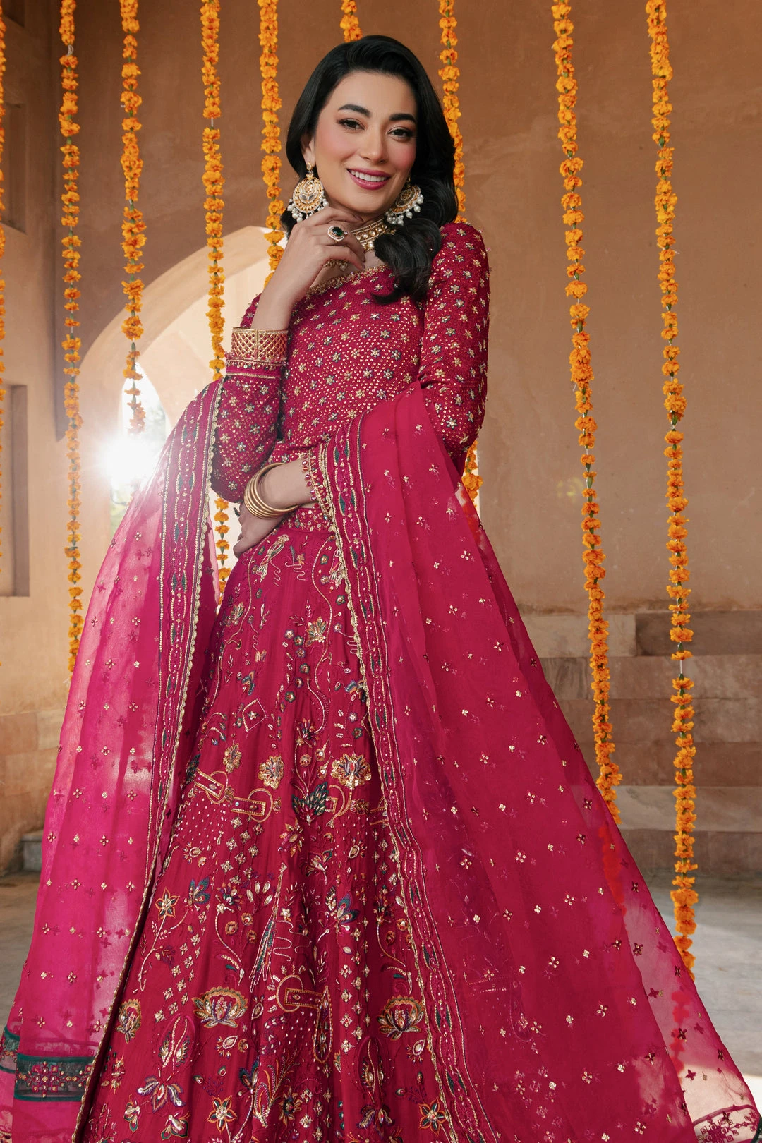 Classic Hot Pink Heavily Embellished Pakistani Wedding Lehenga Choli 7 Classic Hot Pink Heavily Embellished Pakistani Wedding Lehenga Choli - Image 5