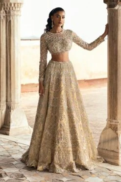 Pakistani Bridal Dress In Yellow Choli Lehenga Style -LuxPak Bridal Studio Store ClassicPakistaniBridalDressinYellowCholiLehengaStyle