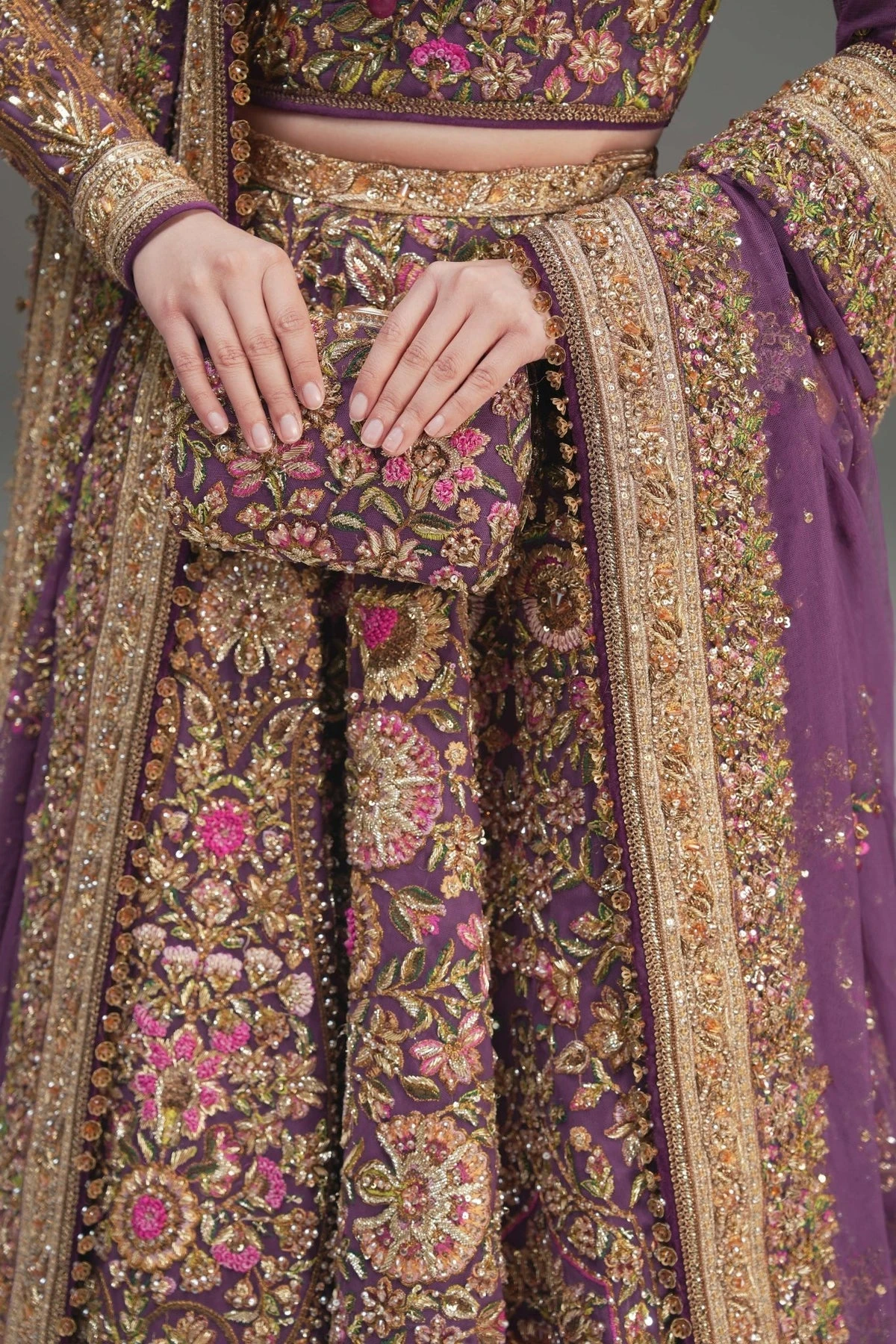 Pakistani Wedding Dress In Purple Lehenga Choli Style 9 Pakistani Wedding Dress In Purple Lehenga Choli Style - Image 7