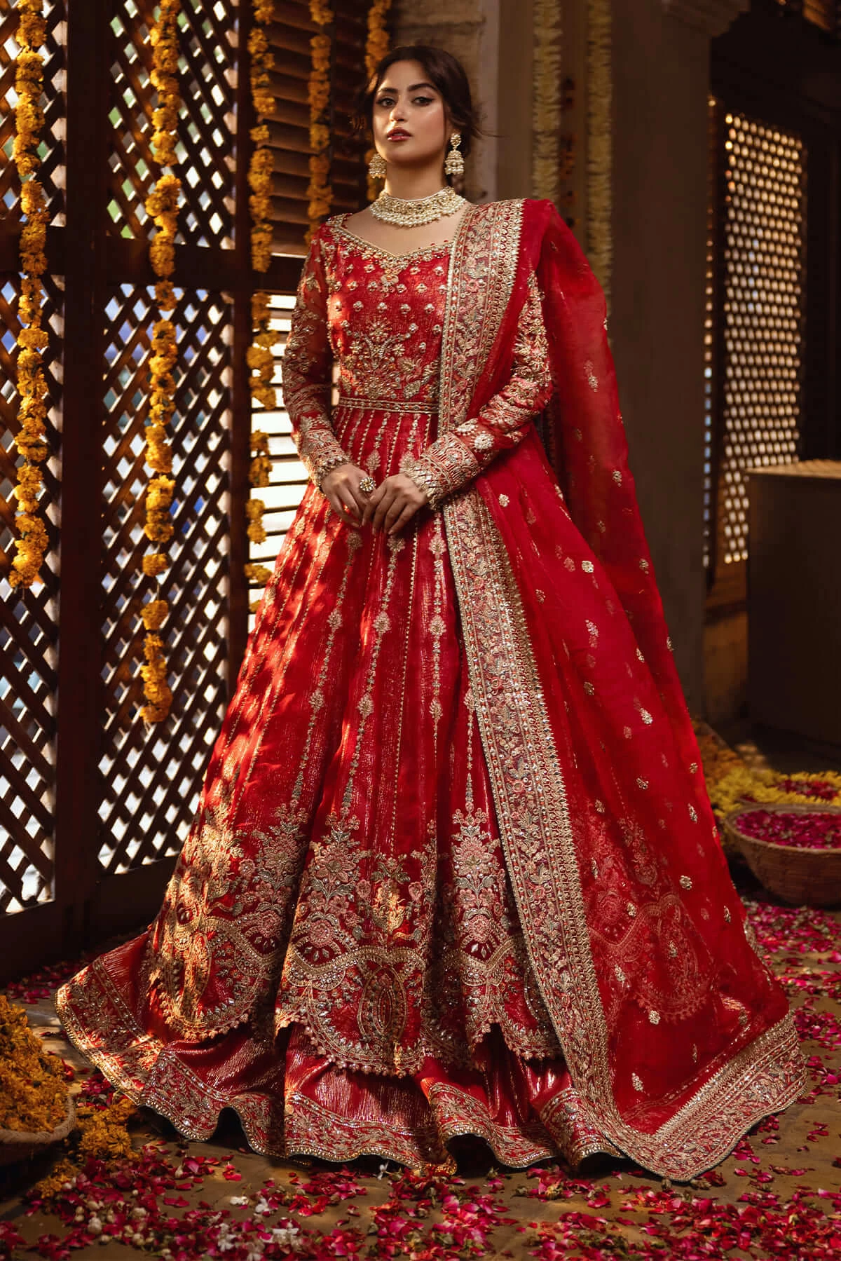 Classic Red Heavily Embroidered Pakistani Wedding Dress Pishwas Lehenga 3 Classic Red Heavily Embroidered Pakistani Wedding Dress Pishwas Lehenga