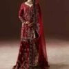 Classic Deep Red Embroidered Pakistani Bridal Dress Gharara Kameez 2 Classic Deep Red Embroidered Pakistani Bridal Dress Gharara Kameez -LuxPak Bridal Studio Store Classic Deep Red Embroidered Pakistani Bridal Dress Gharara Kameez
