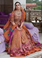 Classic Orange Pakistani Bridal Dress In Kalidar Lehenga Style 5 Classic Orange Pakistani Bridal Dress In Kalidar Lehenga Style - Image 3