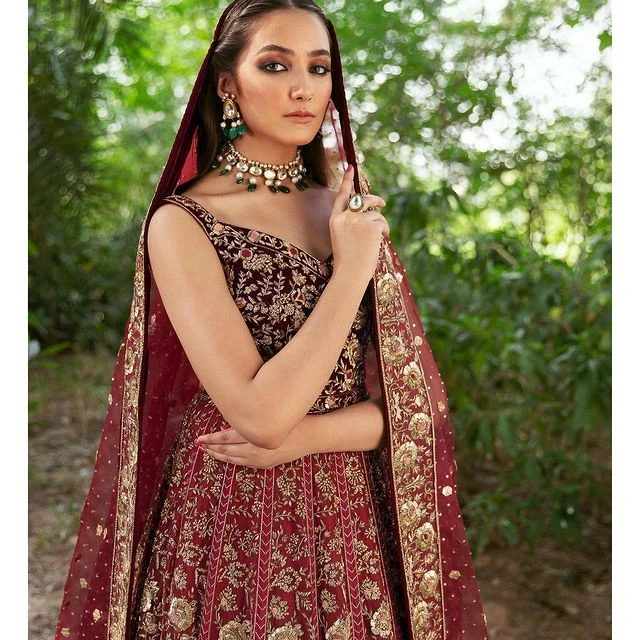 Royal Deep Red Bridal Lehenga With Pishwas Dress #BS763 5 Royal Deep Red Bridal Lehenga With Pishwas Dress #BS763 - Image 3