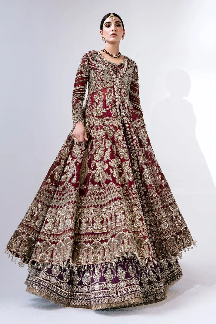 Deep Red Kalidaar Lehenga Style Pakistani Bridal Dress 3 Deep Red Kalidaar Lehenga Style Pakistani Bridal Dress