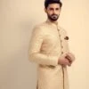 Designer Cream Sherwani For Dulha Wedding Wear #GN79