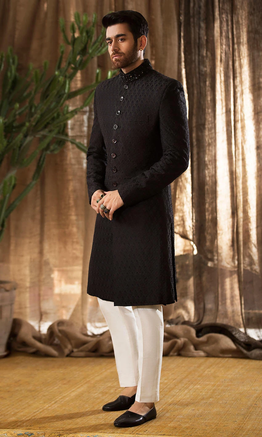 Designer Groom Black Sherwani For Wedding Wear #GN88 3 Designer Groom Black Sherwani For Wedding Wear #GN88