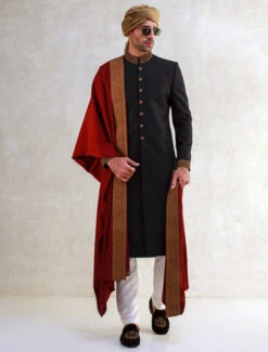 Designer Groom Black Sherwani For Wedding Wear #GN102