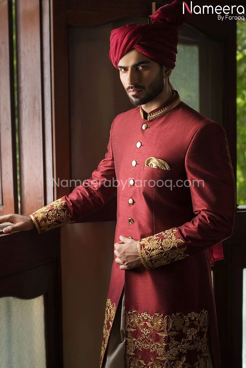 Designer Pakistani Sherwani For Men's Online 2021 #GR51 4 Designer Pakistani Sherwani For Men's Online 2021 #GR51 - Image 2