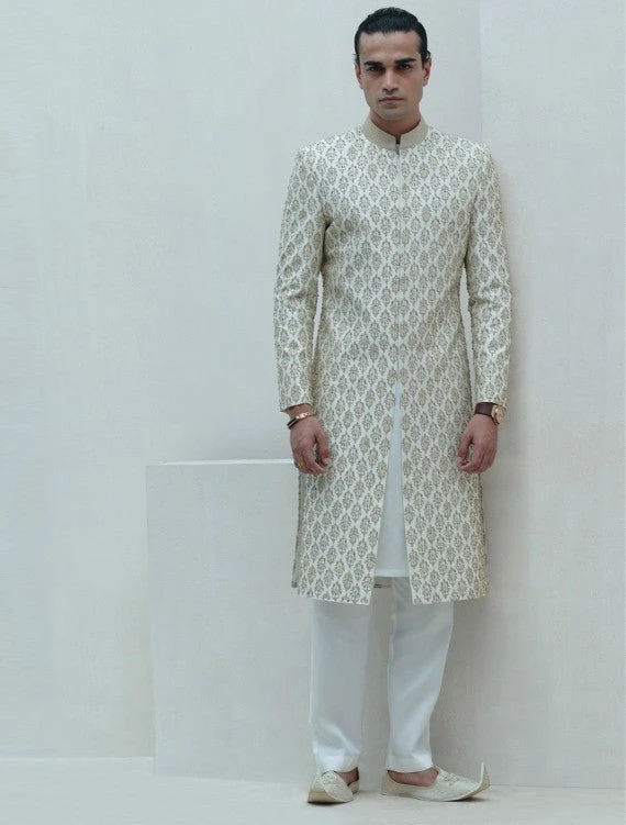 Designer White Color Sherwani For Wedding Wear #GN107 3 Designer White Color Sherwani For Wedding Wear #GN107