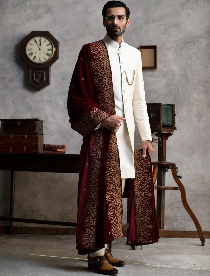 Designer White Colour Sherwani For Wedding Wear #GN109 3 Designer White Colour Sherwani For Wedding Wear #GN109