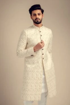 Designer White Sherwani For Groom Wedding Wear #GN80 -LuxPak Bridal Studio Store DesignerWhiteSherwaniforGroom