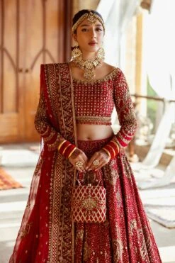 Crimson Red Lehenga Choli Dupatta Bridal Wedding Dress 11 Crimson Red Lehenga Choli Dupatta Bridal Wedding Dress -LuxPak Bridal Studio Store ElegantCrimsonRedLehengaCholiDupattaBridalWeddingDress