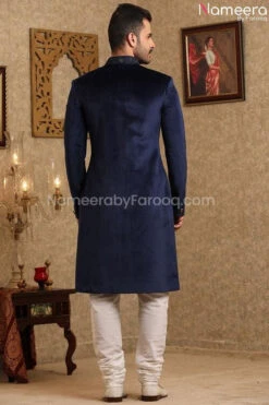 Elegant Navy Blue Sherwani For Wedding Online #GR94 -LuxPak Bridal Studio Store ElegantNavyBlueSherwaniforWeddingOnline 3