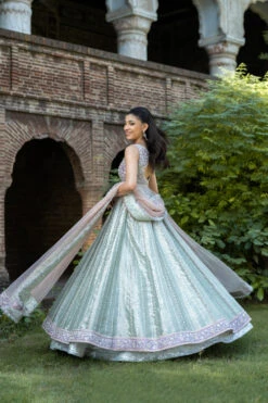 Pakistani Bridal Dress In Gown Dupatta Lehenga Style -LuxPak Bridal Studio Store ElegantPakistaniBridalDressinGownDupattaLehengaStyle