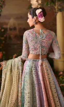 Pakistani Bridal Dress In Multicolored Lehenga Style -LuxPak Bridal Studio Store ElegantPakistaniBridalDressinMulticoloredLehengaStyle