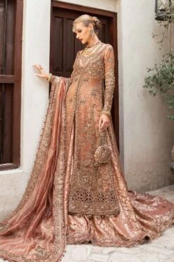 Pakistani Bridal Dress In Open Kameez And Lehenga Style 14 Pakistani Bridal Dress In Open Kameez And Lehenga Style -LuxPak Bridal Studio Store ElegantPakistaniBridalDressinOpenKameezandLehengaStyle