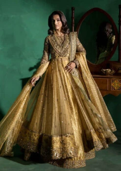 Pakistani Bridal Mehndi Dress In Yellow Pishwas Style 14 Pakistani Bridal Mehndi Dress In Yellow Pishwas Style -LuxPak Bridal Studio Store ElegantPakistaniBridalMehndiDressinYellowPishwasStyle