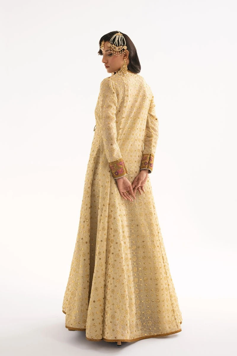 Pakistani Wedding Dress In Ivory Angrakha Frock Style 7 Pakistani Wedding Dress In Ivory Angrakha Frock Style - Image 5