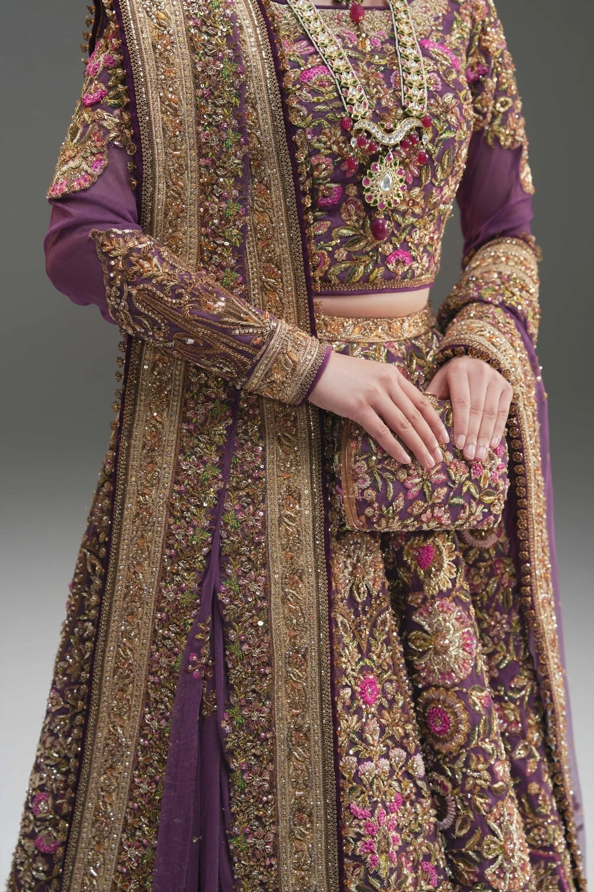 Pakistani Wedding Dress In Purple Lehenga Choli Style 7 Pakistani Wedding Dress In Purple Lehenga Choli Style - Image 5