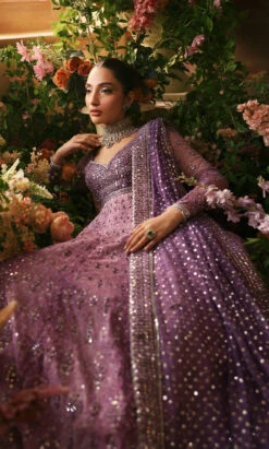 Purple Pishwas Frock Dupatta Pakistani Wedding Dress 11 Purple Pishwas Frock Dupatta Pakistani Wedding Dress -LuxPak Bridal Studio Store ElegantPurplePishwasFrockDupattaPakistaniWeddingDress