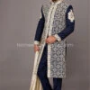 Elegant Sherwani For Men In Navy Blue Color 2021 #GR54 1 Elegant Sherwani For Men In Navy Blue Color 2021 #GR54 -LuxPak Bridal Studio Store ElegantSherwaniforMeninNavyBluecolor 2