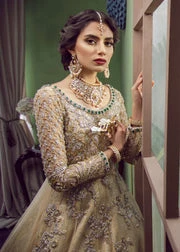 Pakistani Bridal Dress Beige Pishwas And Dupatta Style 6 Pakistani Bridal Dress Beige Pishwas And Dupatta Style - Image 4