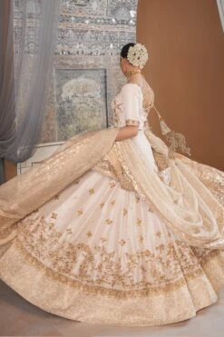 Pakistani Bridal Dress Golden White Lehenga Choli With Dupatta 7 Pakistani Bridal Dress Golden White Lehenga Choli With Dupatta -LuxPak Bridal Studio Store Elegant Pakistani Bridal Dress Golden White Lehenga Choli with Dupatta