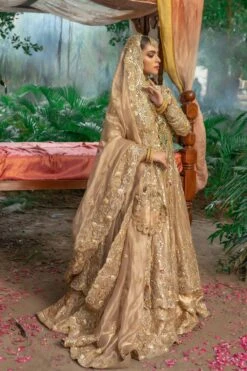 Pakistani Bridal Dress In Royal Frock And Lehenga Style -LuxPak Bridal Studio Store Elegant Pakistani Bridal Dress in Royal Frock and Lehenga Style
