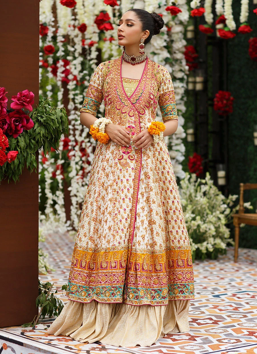 Pakistani Bridal Kalidaar Multi Color Bridal Lehenga - Image 3