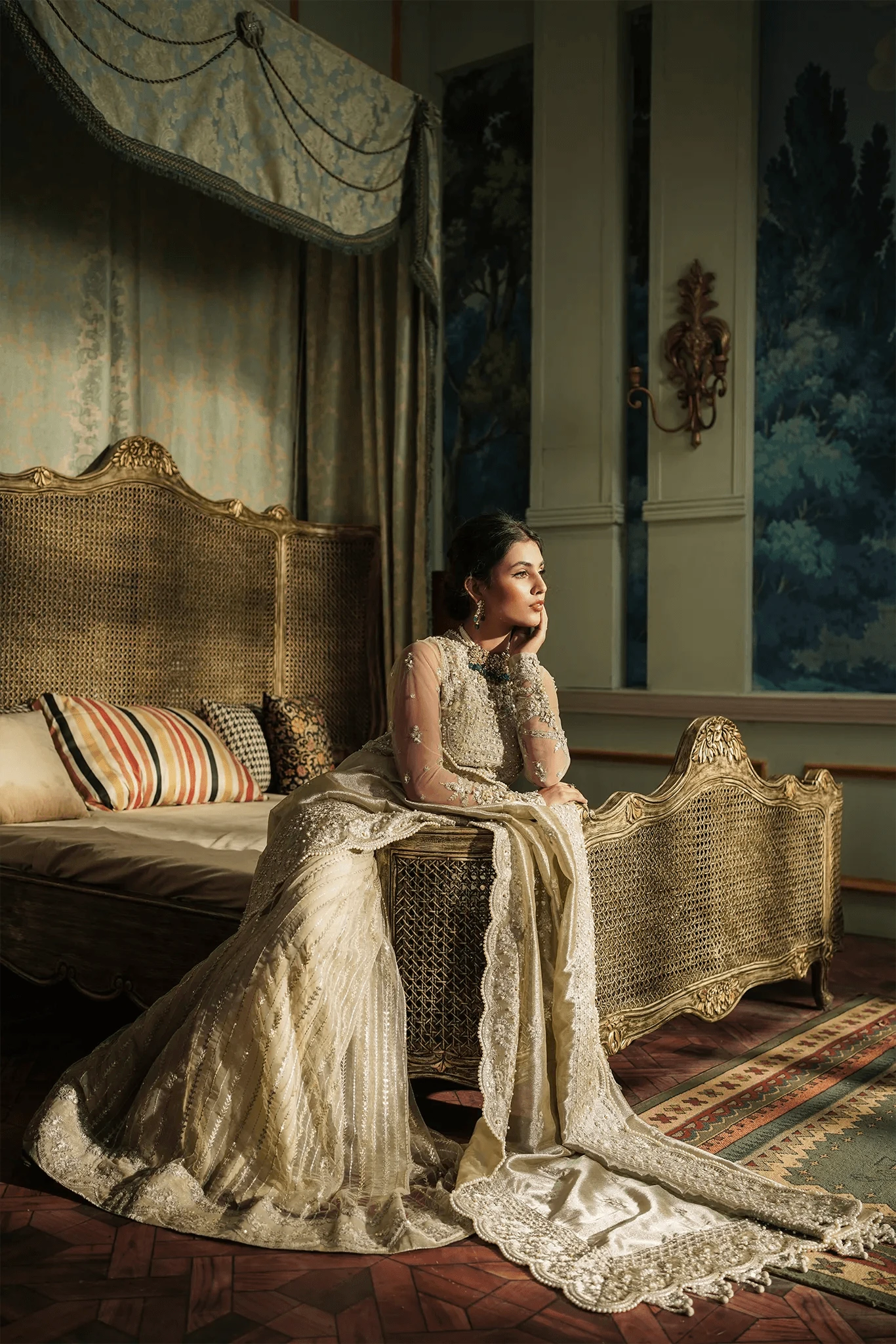 Embellished Bridal Saree With Blouse In Premium Gold 6 Embellished Bridal Saree With Blouse In Premium Gold - Image 4