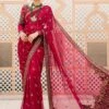 Embellished Bridal Wedding Dress In Red Saree Style -LuxPak Bridal Studio Store EmbellishedBridalWeddingDressinRedSareeStyle