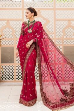 Embellished Bridal Wedding Dress In Red Saree Style 8 Embellished Bridal Wedding Dress In Red Saree Style -LuxPak Bridal Studio Store EmbellishedBridalWeddingDressinRedSareeStyleOnline